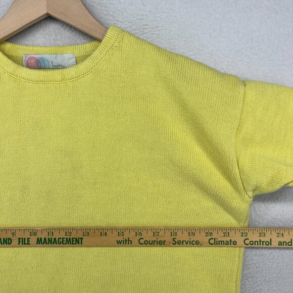 FP BEACH Sweater L FREE PEOPLE Ribbed Boxy Cuff Short Sleeve Cotton Yellow - Picture 11 of 14